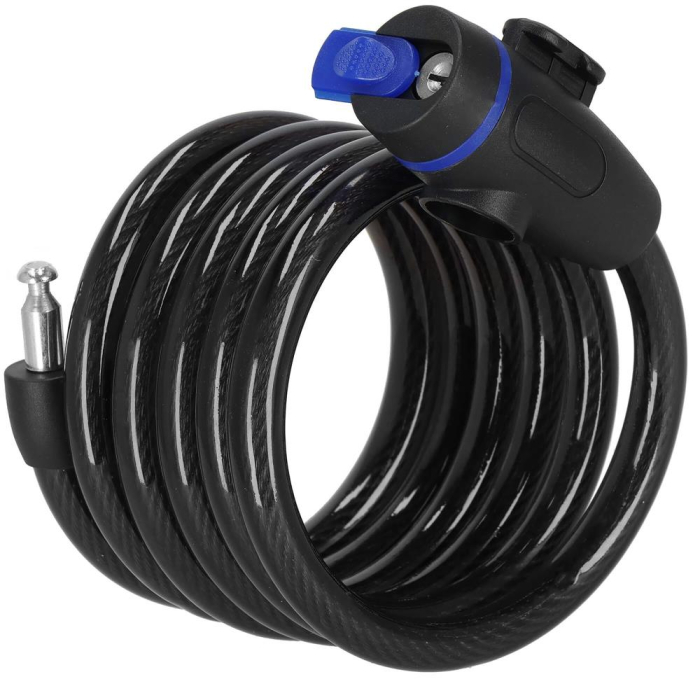 Lant antifurt bicicleta si trotineta, inchidere cheie, lungime 180 cm, Otel, Negru [1]