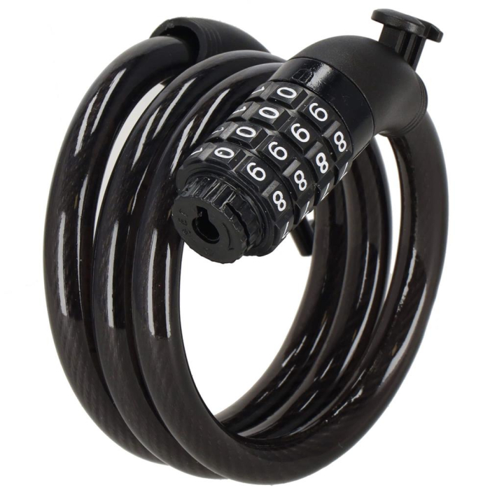 Lant antifurt bicicleta si trotineta, inchidere cifru, lungime 95 cm, Otel, Negru [8]