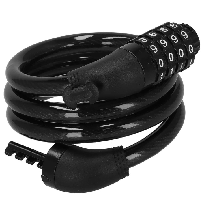 Lant antifurt bicicleta si trotineta, inchidere cifru, lungime 95 cm, Otel, Negru [6]