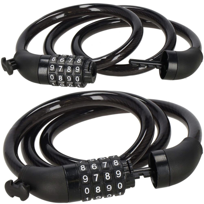 Lant antifurt bicicleta si trotineta, inchidere cifru, lungime 95 cm, Otel, Negru [2]