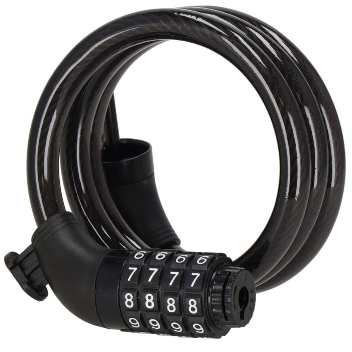 Lant antifurt bicicleta si trotineta, inchidere cifru, lungime 95 cm, Otel, Negru [10]