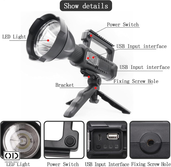 Lanterna Puternica Reincarcabila cu 4 Moduri si Functie PowerBank ORIGINAL DEALS [10]