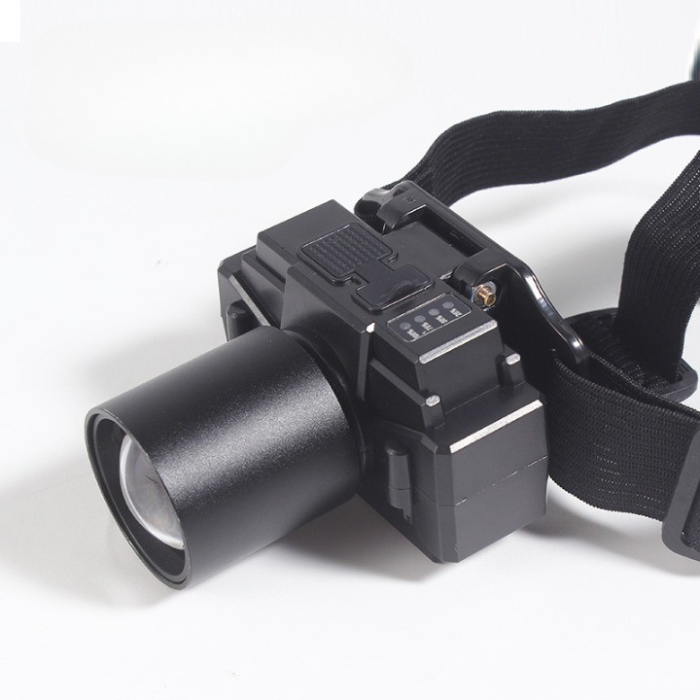 Lanterna LED de Montat pe Cap, , cu Raza Lunga de Zoom, Far Telescopic, Reglabil, Rezistent la Apa, pentru Pescuit in Aer Liber, Camping, Lumina Puternica, Lanterna, 7x4.5x6 cm, Negru [6]