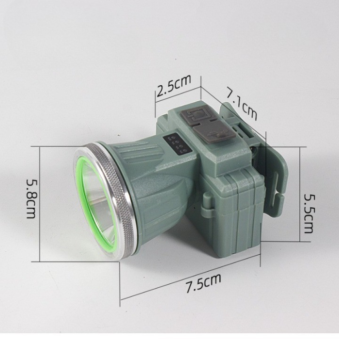 Lanterna LED de Montat pe Cap, , cu Raza Lunga de Zoom, Reincarcabila USB, Far Telescopic, Rezistent la Apa, Reglabil, pentru Pescuit in Aer Liber, Camping, Lumina Puternica, Lanterna, 7.5x5.8x5.5 cm, Verde [3]