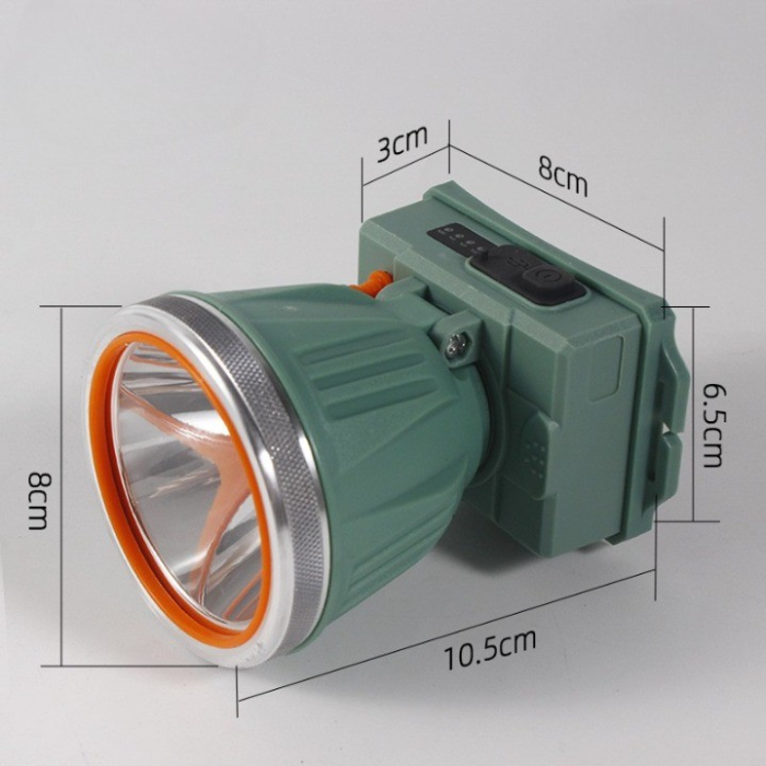 Lanterna LED de Montat pe Cap, , cu Raza Lunga de Zoom, Reincarcabila USB, Far Telescopic, Rezistent la Apa, Reglabil, pentru Pescuit in Aer Liber, Camping, Lumina Puternica, Lanterna, 10.5x8x6.5 cm, Verde Inchis [3]