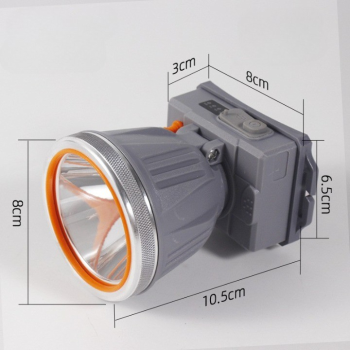 Lanterna LED de Montat pe Cap, , cu Raza Lunga de Zoom, Reincarcabila USB, Far Telescopic, Rezistent la Apa, Reglabil, pentru Pescuit in Aer Liber, Camping, Lumina Puternica, Lanterna, 10.5x8x6.5 cm, Gri [3]