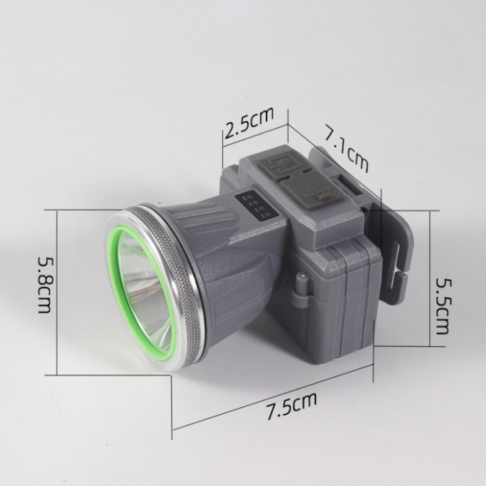 Lanterna LED de Montat pe Cap, , cu Raza Lunga de Zoom, Reincarcabila USB, Far Telescopic, Rezistent la Apa, Reglabil, pentru Pescuit in Aer Liber, Camping, Lumina Puternica, Lanterna, 7.5x5.8x5.5 cm, Gri [2]