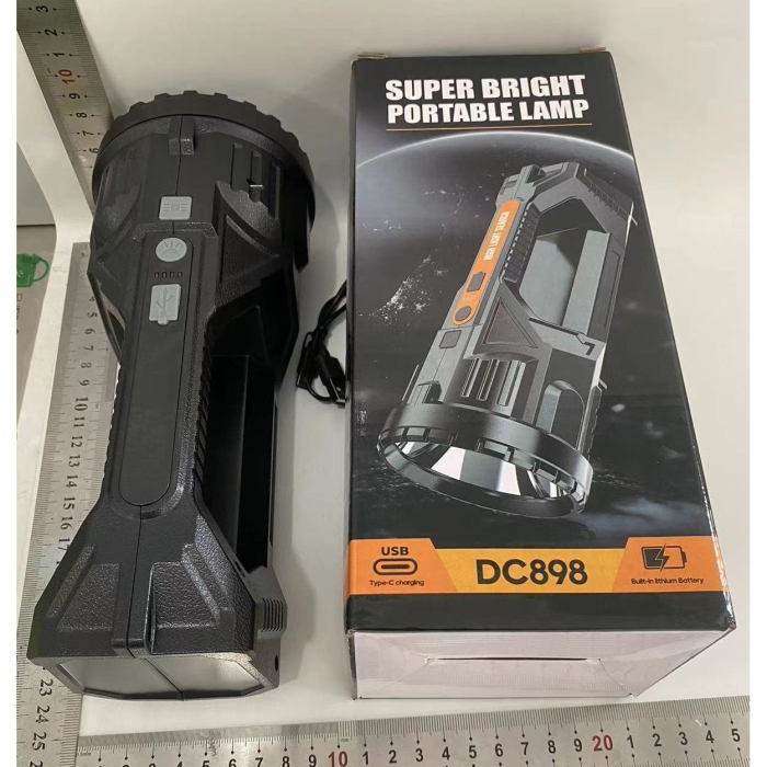 Lanterna LED, , Incarcare USB, Autonomie 8-24h, 2 Surse de Lumina, Principal si Lateral, Raza Maxima 100-200 m, COB, 5W, 23 x 10 x 10 cm, Negru [2]