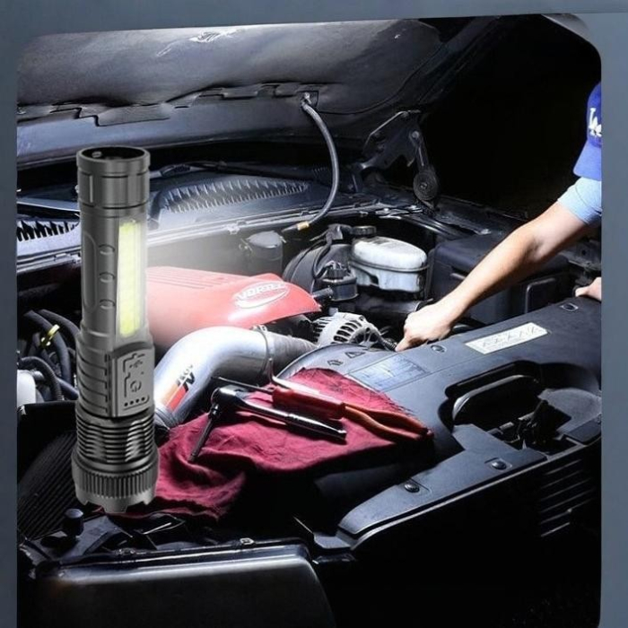 Lanterna LED P50 mare, Incarcare USB, 10W, 2 Surse de Lumina, 16 x 3.8 cm, Negru [3]