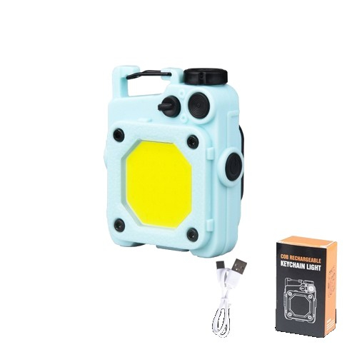 Lanterna Mini de Buzunar Tip Breloc, , Incarcare prin USB Type C, Multifunctionala, pentru Exterior, Camping, Alpinism, Ciclism, Mini Lanterna Elvis, 6.1 x 5 x 2.5 cm, Lumina Puternica, Culoare Albastru [2]