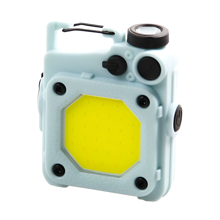 Lanterna Mini de Buzunar Tip Breloc, , Incarcare prin USB Type C, Multifunctionala, pentru Exterior, Camping, Alpinism, Ciclism, Mini Lanterna Elvis, 6.1 x 5 x 2.5 cm, Lumina Puternica, Culoare Albastru [1]