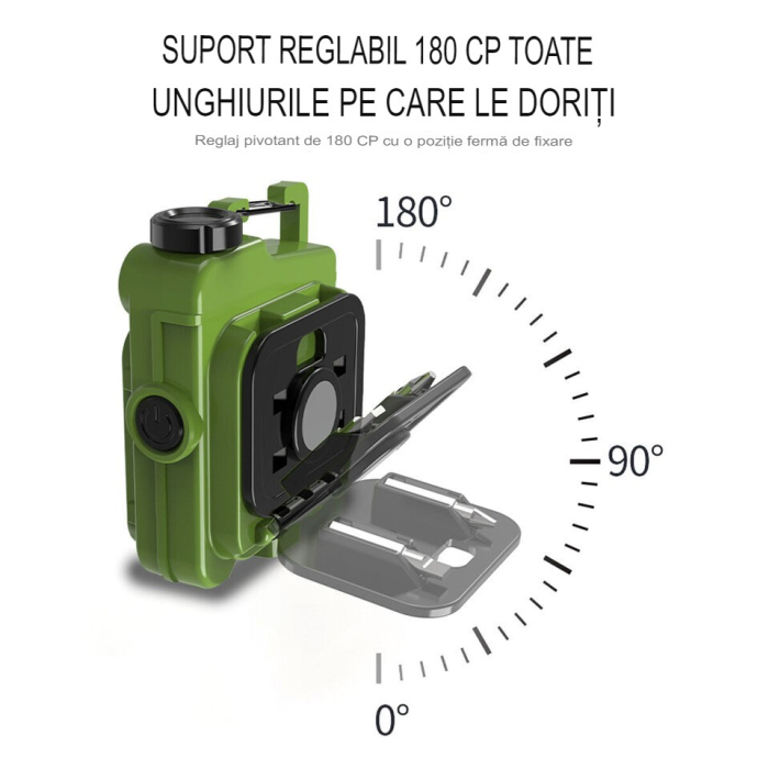 Lanterna Mini de Buzunar Tip Breloc, , Incarcare prin USB Type C, Multifunctionala, pentru Exterior, Camping, Alpinism, Ciclism, Mini Lanterna Elvis, 6.1 x 5 x 2.5 cm, Lumina Puternica, Culoare Verde [5]