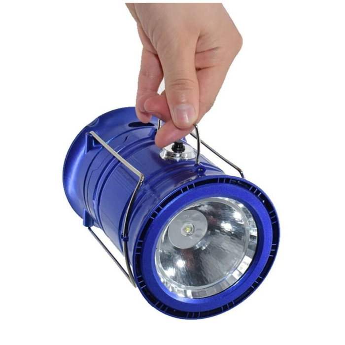 Lanternă pliabilă de camping Magic cool cu ​​lampă disc și USB , Lanterna, Felinar, Acumulator 1200 mAh, reincarcabila, 6 LED + 1 W + 3C culori, Albastru [3]
