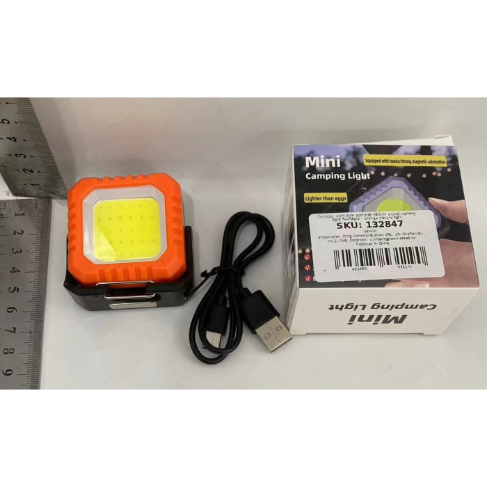 Lanterna Tip Breloc, , 5 Moduri de Luminat, Incarcare USB Tip C, 5W, Impermeabila IPX5, 500 lm, COB, Portocaliu [2]