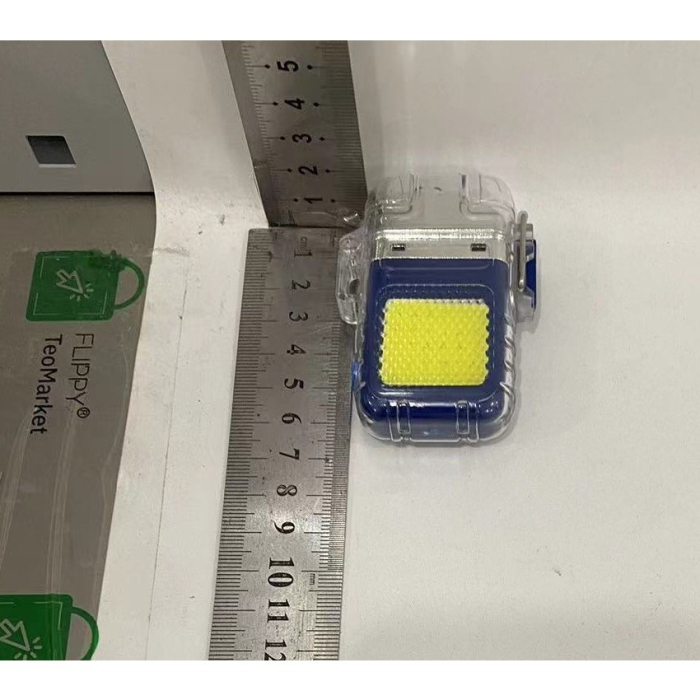 Lanterna Tip Breloc cu Bricheta, , Impermeabila, 3 Moduri Iluminare, 300 mAh, Incarcare USB-C, COB, Raza de Actiune 50 - 100 m, 7.4 x 4.9 x 1.7 cm, Albastru [6]