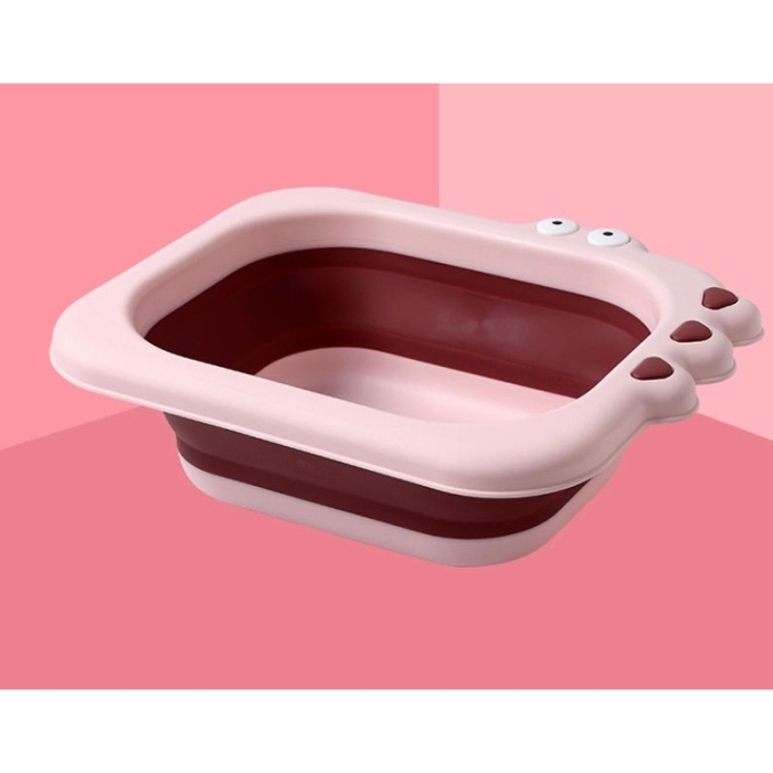 Lavoar Pliabil, , pentru Copii, din PP/TPE, Portabil, Model Crocodil, 30x24.5x9 cm, Roz [2]