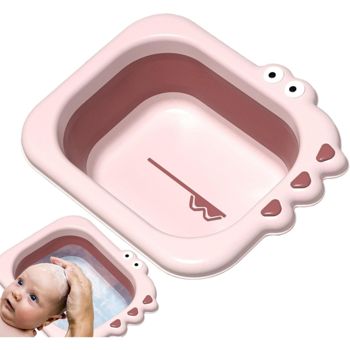 Lavoar Pliabil, , pentru Copii, din PP/TPE, Portabil, Model Crocodil, 30x24.5x9 cm, Roz [5]