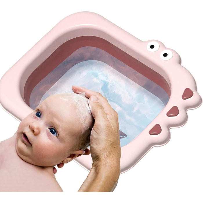 Lavoar Pliabil, , pentru Copii, din PP/TPE, Portabil, Model Crocodil, 30x24.5x9 cm, Roz [3]