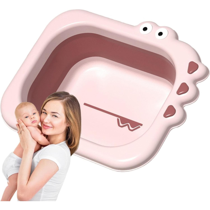 Lavoar Pliabil, , pentru Copii, din PP/TPE, Portabil, Model Crocodil, 30x24.5x9 cm, Roz [4]