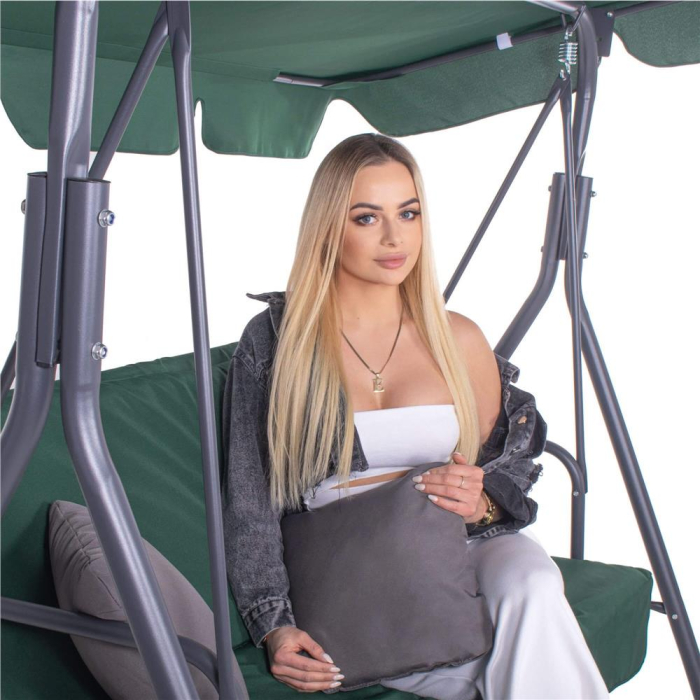 Leagan Balansoar Sersimo Luna cu Pernite pentru Terasa sau Gradina, 3 locuri, 220kg, verde [16]