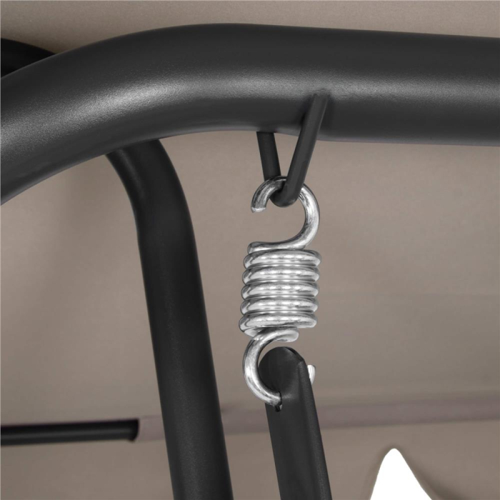 Leagan de gradina 190x115x176 cm, pentru 3 persoane, copertina reglabila, perne incluse, cadru otel si material impermeabil, bej [10]