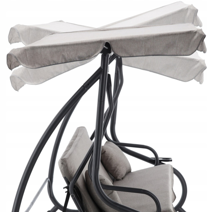 Leagan gradina 3 locuri cu baldachin reglabil, perne si suport pahare, 210x120x170 cm, gri [6]