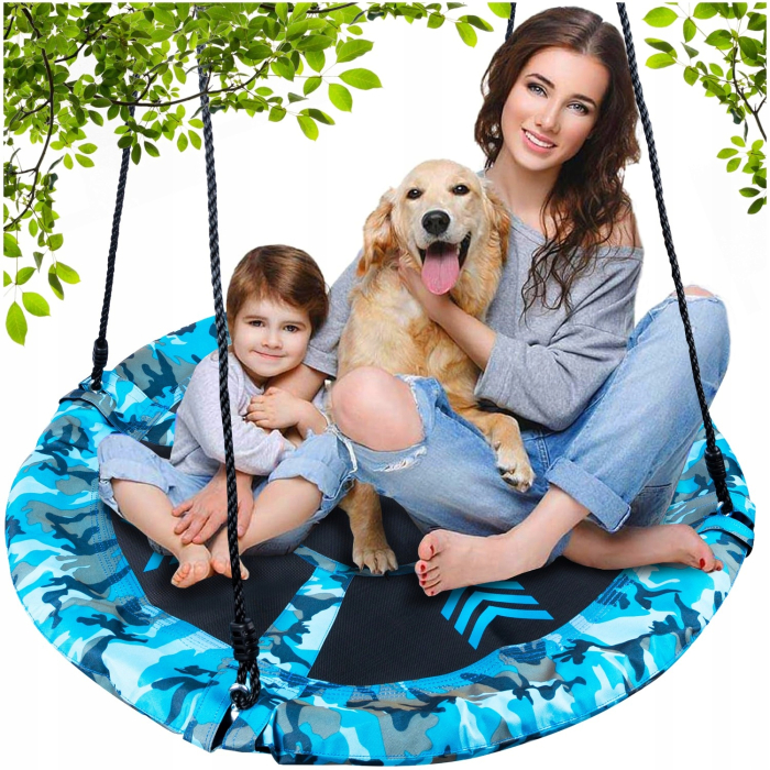 Leagan tip cuib Camuflaj 100cm, inaltime reglabila, 150 kg, Albastru Negru [6]