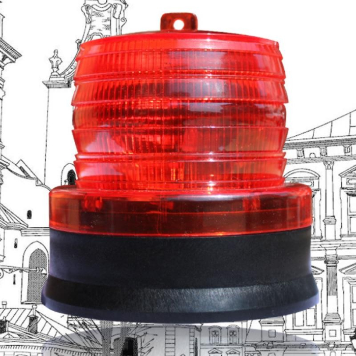 LED rosu intermitent de atentionare cu incarcare solara , 1.2 V, rezistent la apa IP65, panou solar incorporat, 11.5 x 11.6 cm, rosu [3]