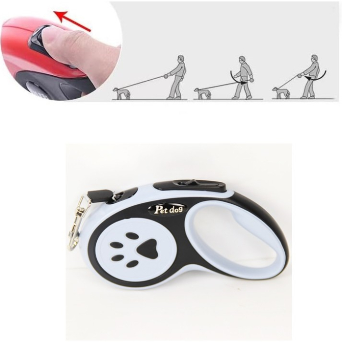 Lesa Automata Retractabila, , pentru Caini, 3m, 20 kg, ABS, Negru/Bleu, 8x12x4 cm [2]