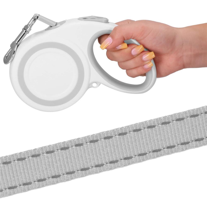Lesa automata retractabila, pentru rase mari pana la 50kg, 500 cm, alb gri [5]