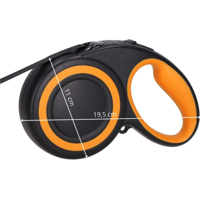 Lesa automata retractabila, pentru rase mari pana la 50kg, 500 cm, negru portocaliu [10]