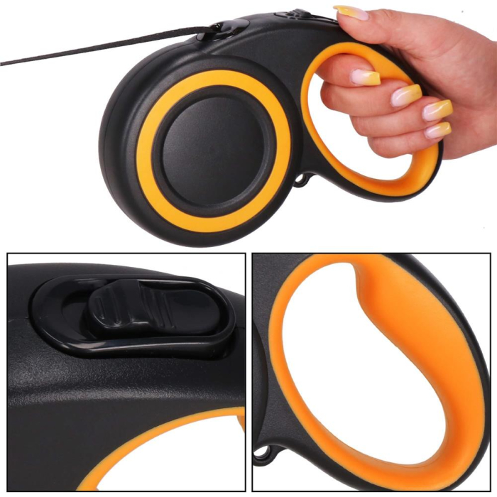 Lesa automata retractabila, pentru rase mari pana la 50kg, 500 cm, negru portocaliu [9]