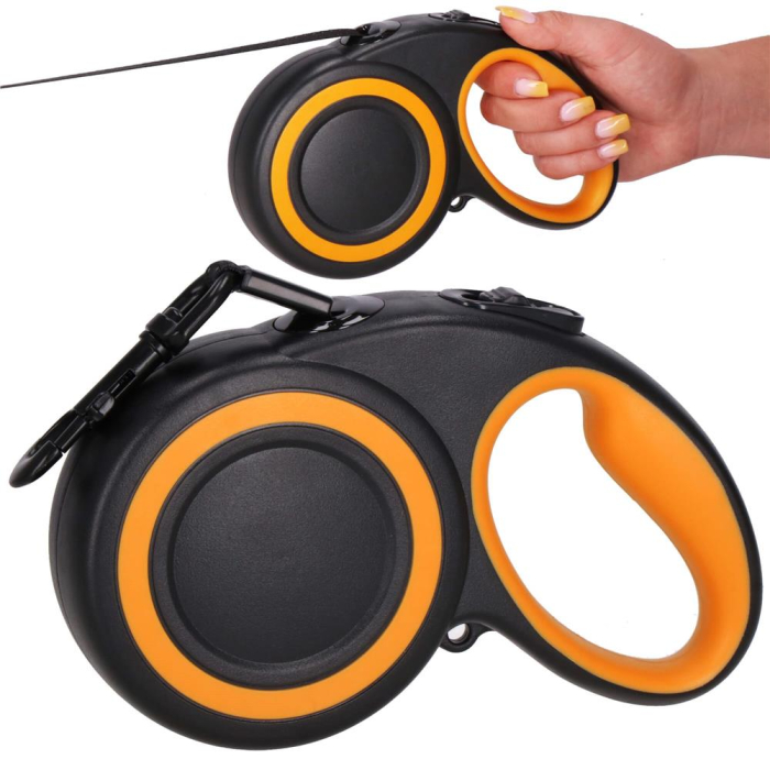 Lesa automata retractabila, pentru rase mari pana la 50kg, 500 cm, negru portocaliu [3]