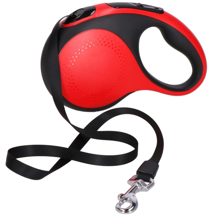 Lesa automata retractabila, pentru rase mari pana la 50kg, 500 cm, suport saci, negru rosu [8]