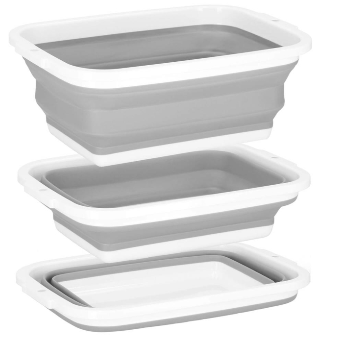 Lighean pliabil, dreptunghiular, din plastic si silicon, 40x29x15cm, 8.5litri, gri [14]