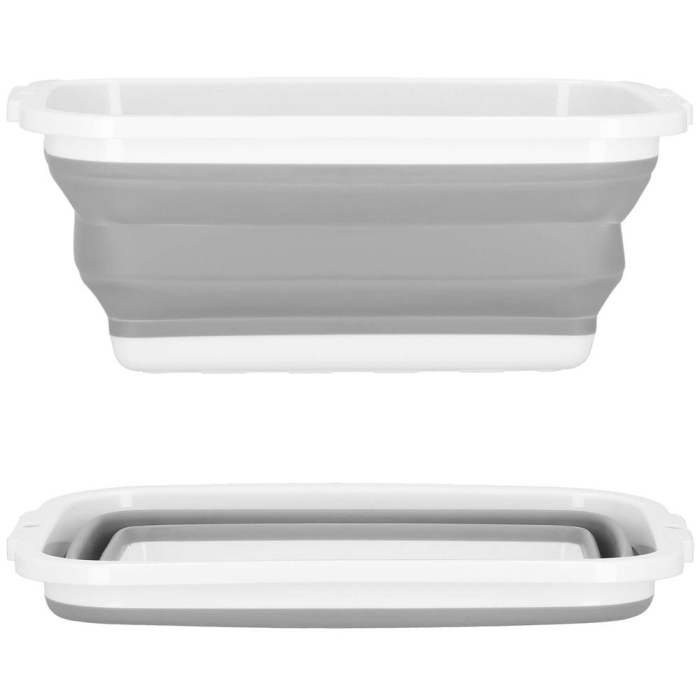 Lighean pliabil, dreptunghiular, din plastic si silicon, 40x29x15cm, 8.5litri, gri [2]