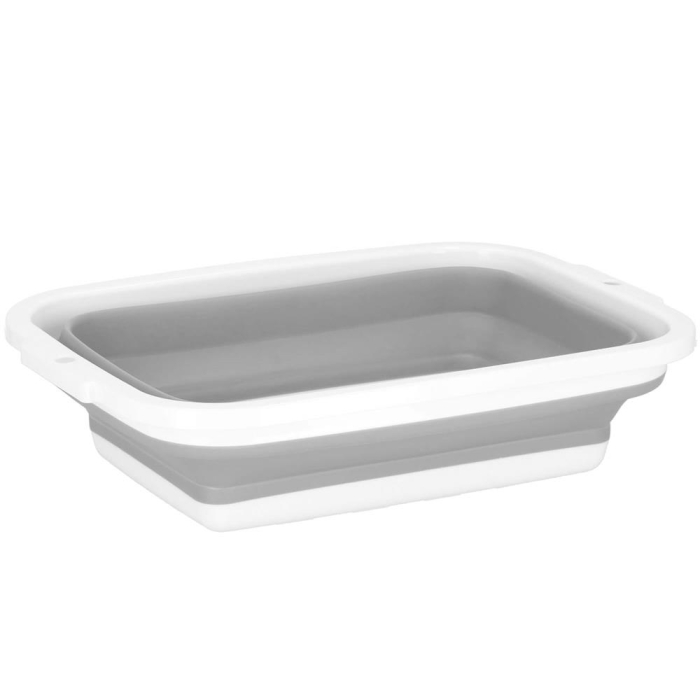 Lighean pliabil, dreptunghiular, din plastic si silicon, 40x29x15cm, 8.5litri, gri [10]