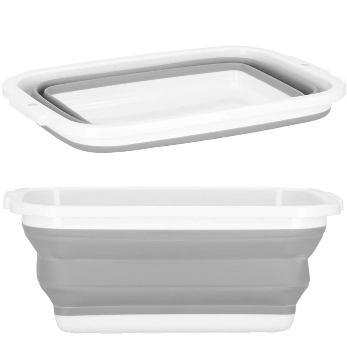 Lighean pliabil, dreptunghiular, din plastic si silicon, 40x29x15cm, 8.5litri, gri [11]