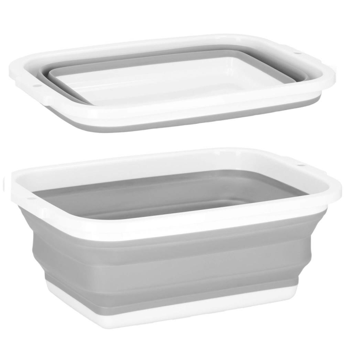 Lighean pliabil, dreptunghiular, din plastic si silicon, 40x29x15cm, 8.5litri, gri [12]