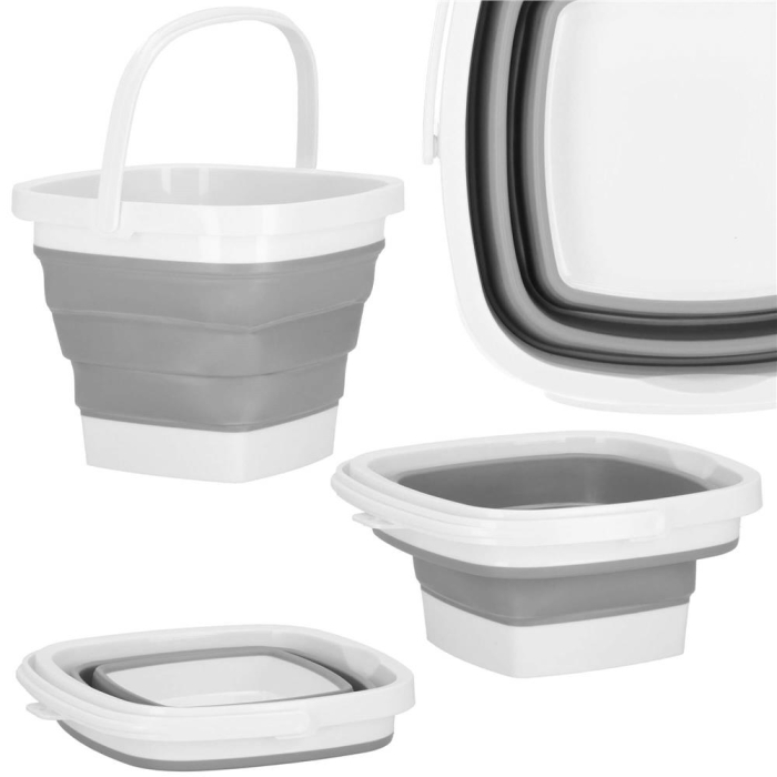 Lighean pliabil, patrat, din plastic si silicon, 21x17cm, 3litri, gri [3]