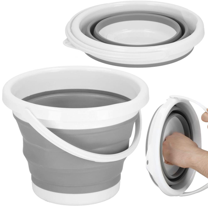 Lighean pliabil, rotund, din plastic si silicon, 25x19cm, 5litri, gri [3]