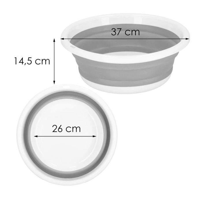 Lighean pliabil, rotund, din plastic si silicon, 37x15cm, 9litri, gri [14]
