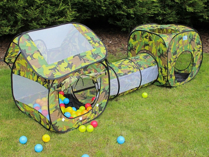 Loc de joaca 3 in 1 pentru copii,multifunctional, casuta, tunel si cort, 230x70x85cm, culoare camuflaj [2]