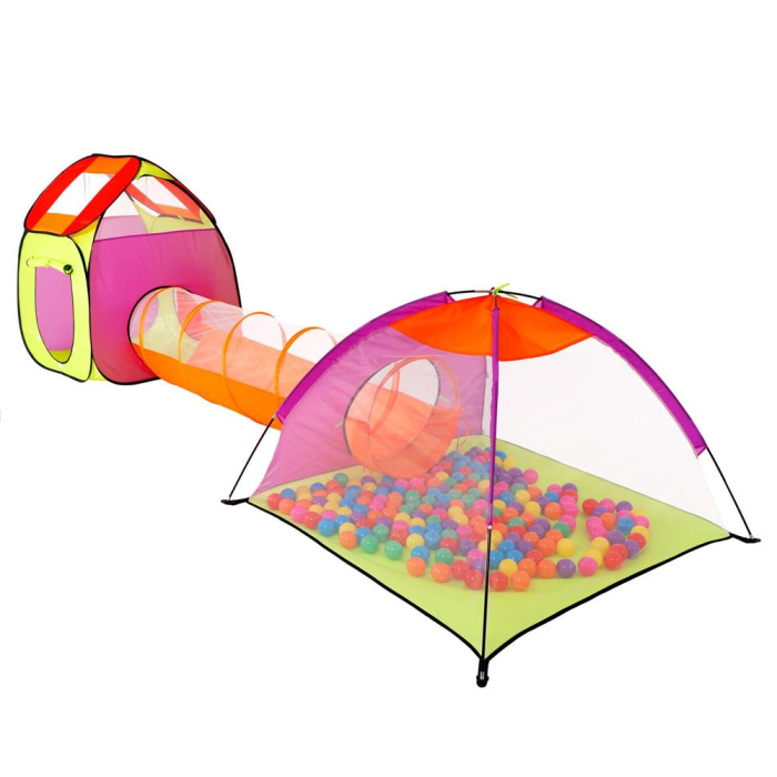 Loc de joaca 3 in 1 pentru copii, multifunctional, casuta, tunel si cort, 385x120x115cm, multicolor [17]