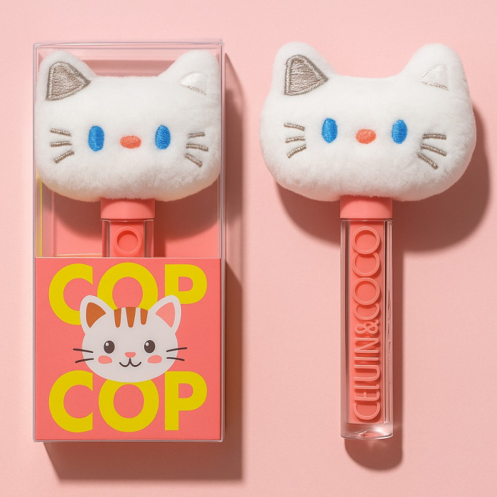 Luciu de Buze, Kevin&Coco, Animat de Plus, Model Pisica, Alb [4]