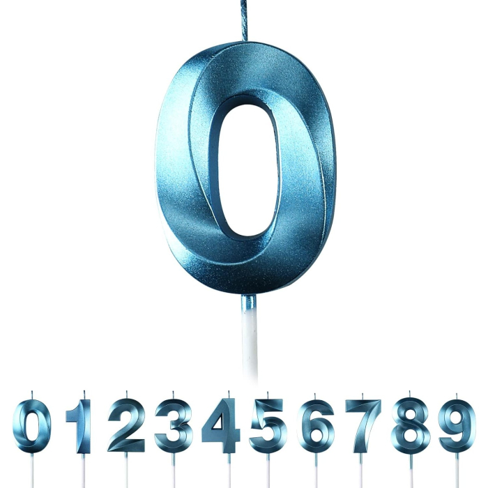 Lumanare Cifra 0, , Model Diamond, 5 x 3.4 cm, Albastru [4]
