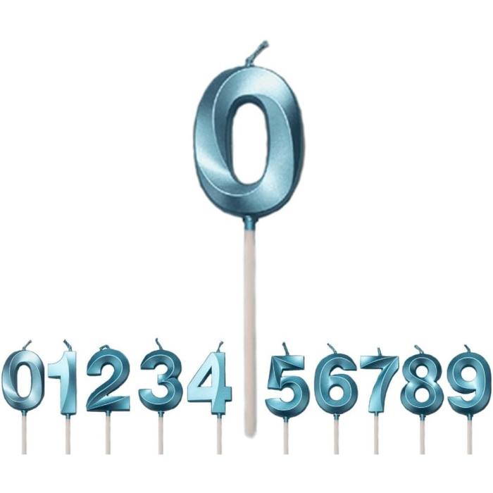 Lumanare Cifra 0, , Model Diamond, 5 x 3.4 cm, Albastru [2]