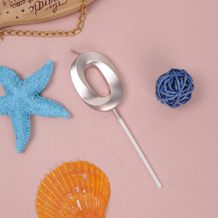 Lumanare Cifra 0, , Model Diamond, 5 x 3.4 cm, Argintiu [3]