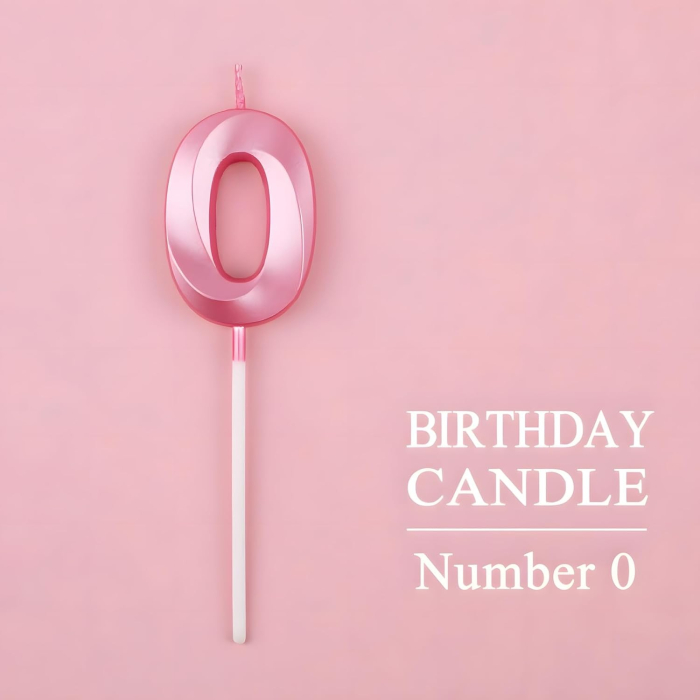 Lumanare Cifra 0, , Model Diamond, 5 x 3.4 cm, Roz [5]