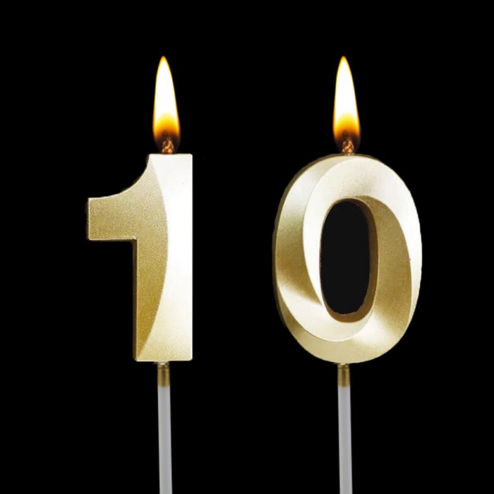 Lumanare Cifra 1, , Model Diamond, 5 x 3.4 cm, Auriu [7]